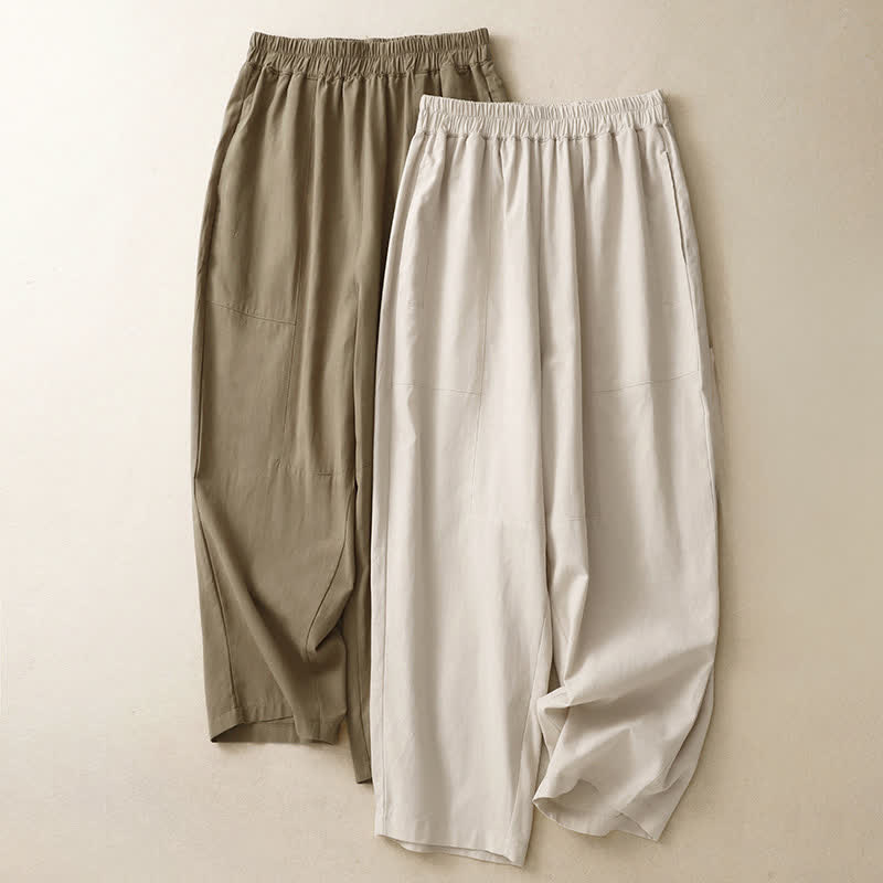 Nimara Ritual Spring Solid Color Elastic Waist Cotton Women's Straight Leg Pants With Pockets