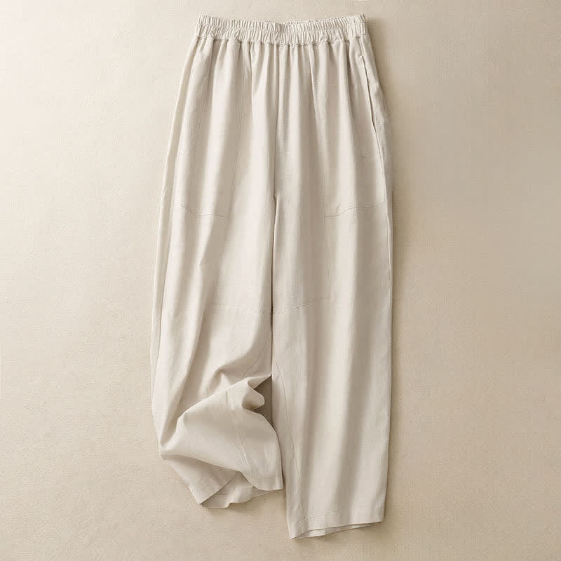 Nimara Ritual Spring Solid Color Elastic Waist Cotton Women's Straight Leg Pants With Pockets