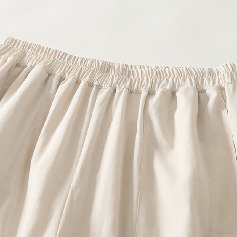 Nimara Ritual Spring Solid Color Elastic Waist Cotton Women's Straight Leg Pants With Pockets