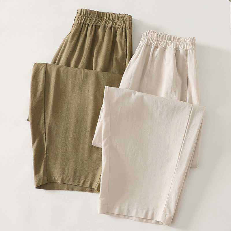 Nimara Ritual Spring Solid Color Elastic Waist Cotton Women's Straight Leg Pants With Pockets
