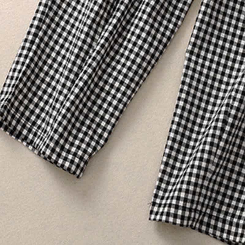 Nimara Ritual Summer Plaid Elastic Waist Cropped Women's Tapered Pants With Pockets