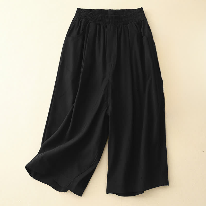 Nimara Ritual Summer Cotton Elastic Waist Women's Half Pants With Pockets
