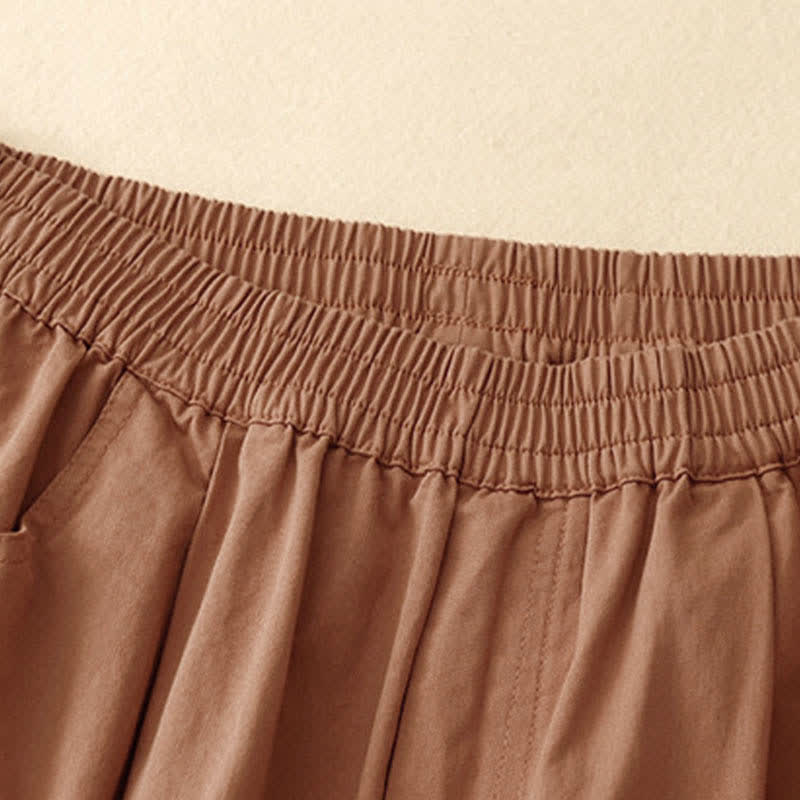 Nimara Ritual Summer Cotton Elastic Waist Women's Half Pants With Pockets