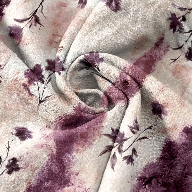 Nimara Ritual Ink Wash Painting Floral Elastic Drawstring Women's Pure Cotton Pants With Pockets