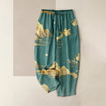 Nimara Ritual Cotton Mountain Moon Butterfly Pattern Elastic Waist Women's Pants With Pockets