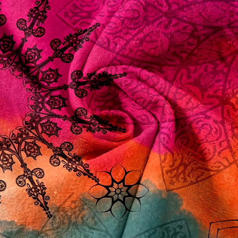 Nimara Ritual Cotton Print Gradient Mandala Elastic Waist Women's Pants With Pockets