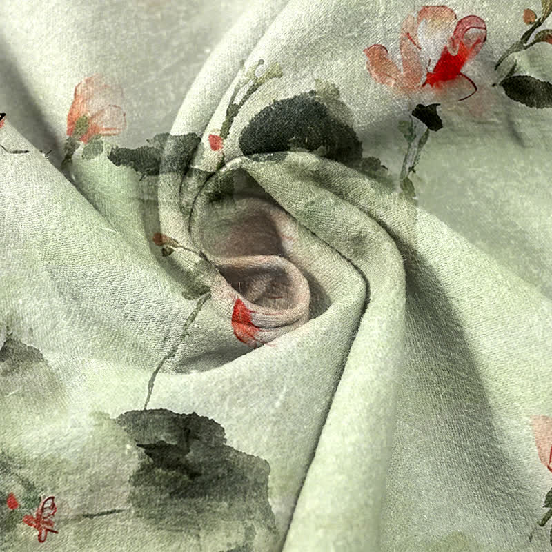 Nimara Ritual Pure Cotton Butterfly Flowers Pattern Print Women's Pants With Pockets