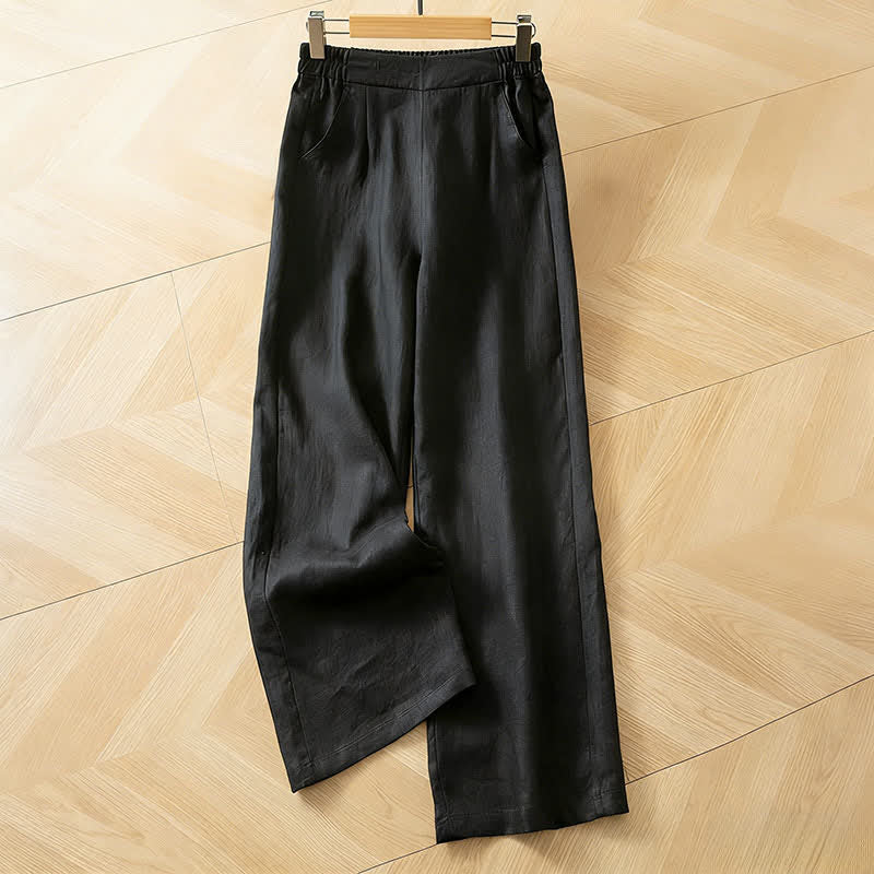 Nimara Ritual Women's Spring High Elastic Waist Wide Leg Long Pants With Side Pockets