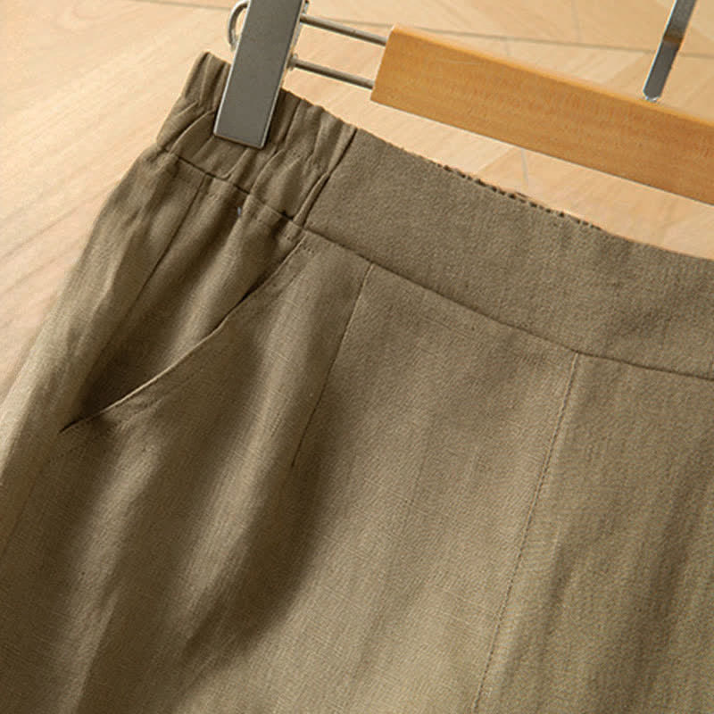 Nimara Ritual Women's Spring High Elastic Waist Wide Leg Long Pants With Side Pockets