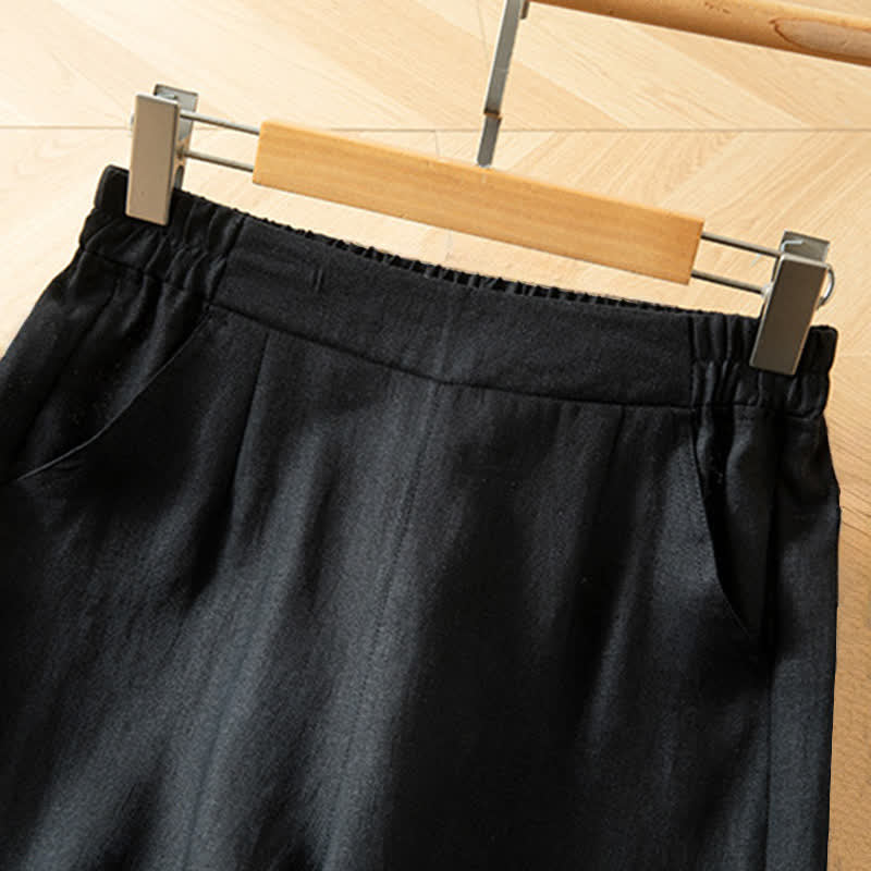 Nimara Ritual Women's Spring High Elastic Waist Wide Leg Long Pants With Side Pockets