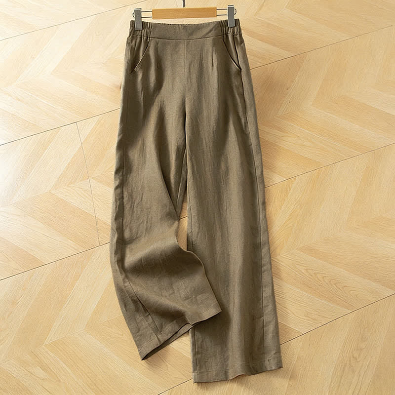 Nimara Ritual Women's Spring High Elastic Waist Wide Leg Long Pants With Side Pockets