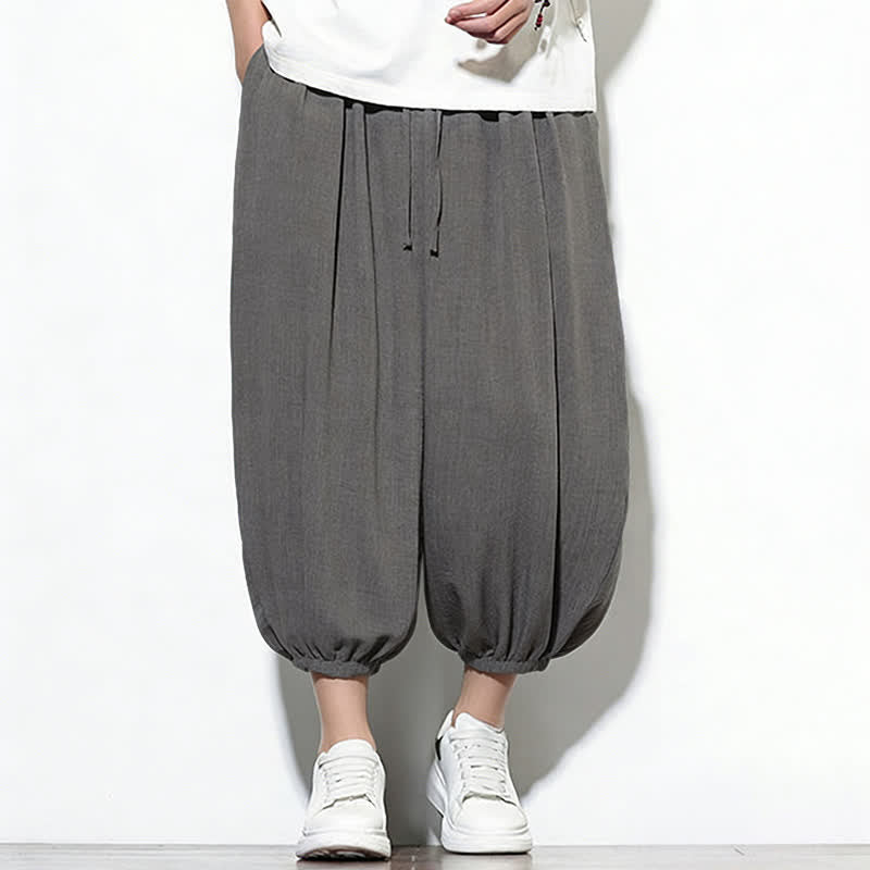 Nimara Ritual Spring Solid Color Drawstring Elastic Design Men's Harem Capri Pants