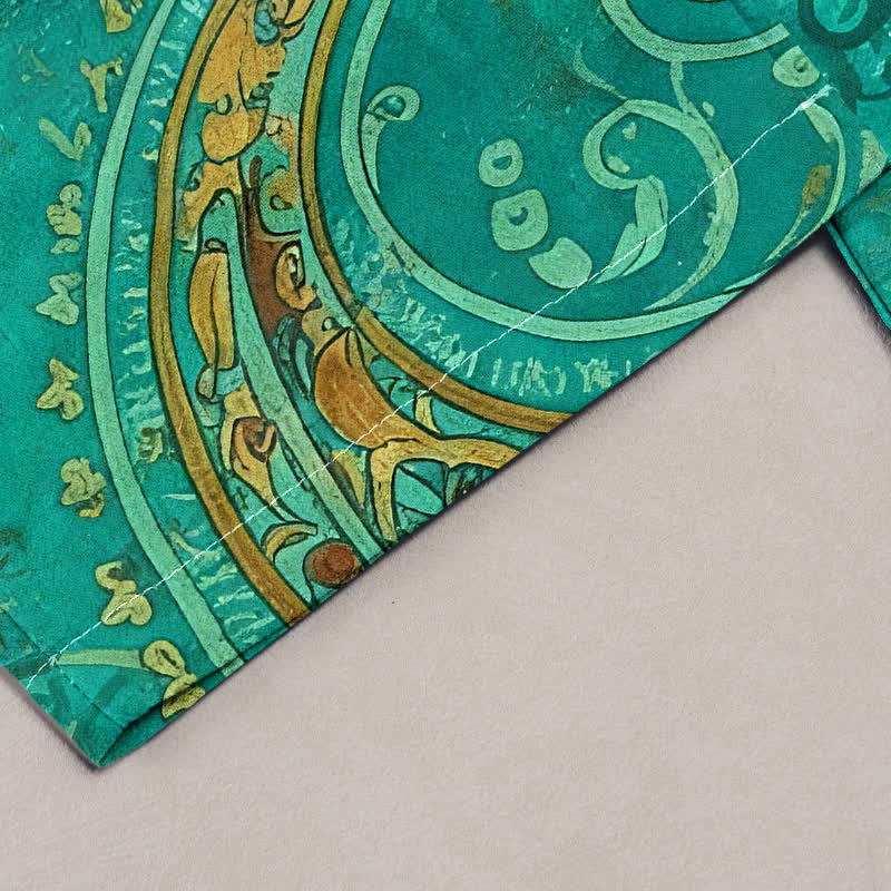Nimara Ritual Cotton Paisley Mandala Pattern Elastic Waist Women's Pants With Pockets