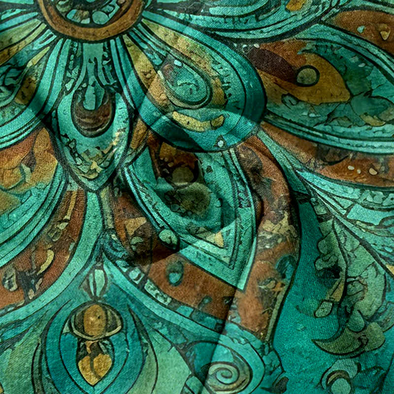 Nimara Ritual Cotton Paisley Mandala Pattern Elastic Waist Women's Pants With Pockets