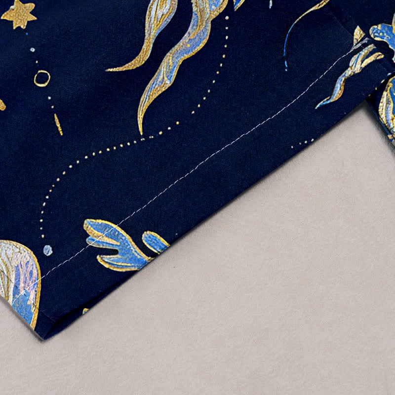 Nimara Ritual Jellyfish Pattern Women's Pure Cotton Elastic Waist Pants With Pockets