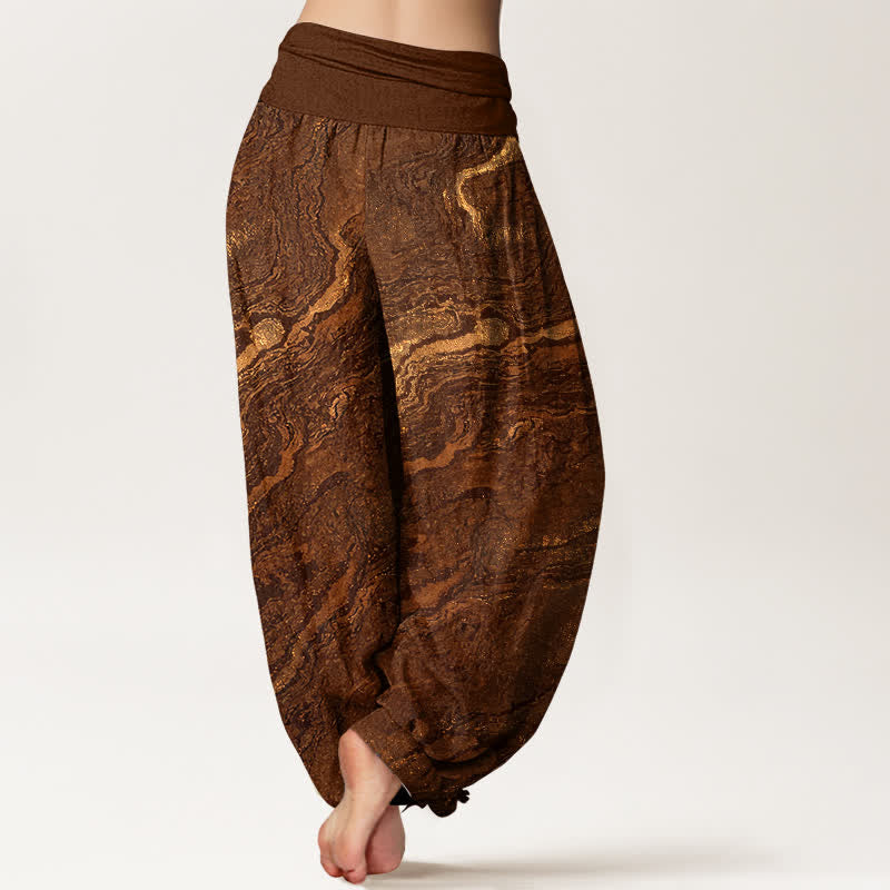 Nimara Ritual Ripple High Elastic Waistband Women's Harem Pure Cotton Pants