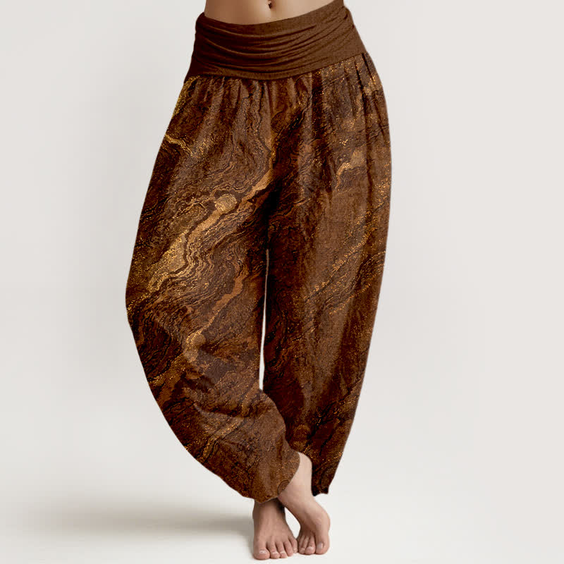 Nimara Ritual Ripple High Elastic Waistband Women's Harem Pure Cotton Pants