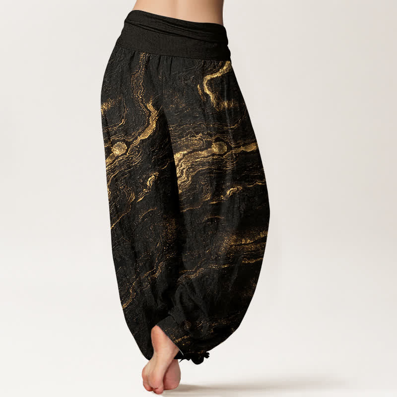 Nimara Ritual Ripple High Elastic Waistband Women's Harem Pure Cotton Pants