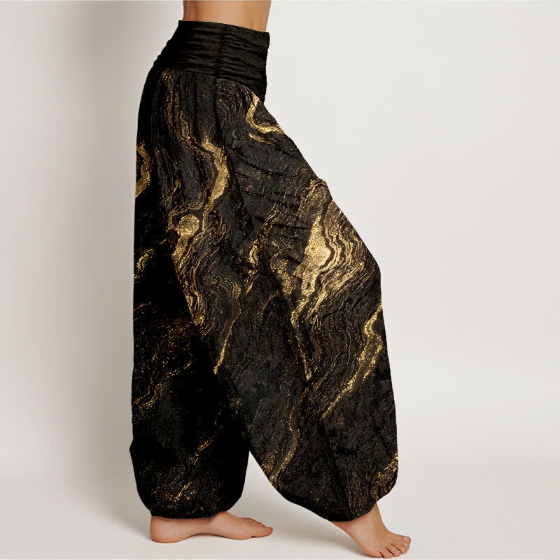 Nimara Ritual Ripple High Elastic Waistband Women's Harem Pure Cotton Pants