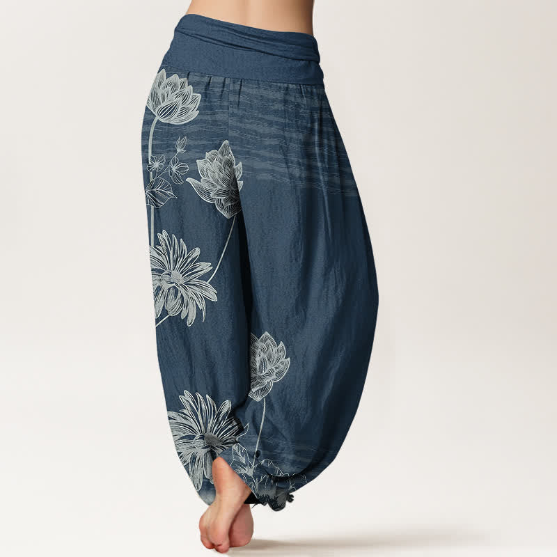 Nimara Ritual Lotus High Waist Design Women's Harem Cotton Pants