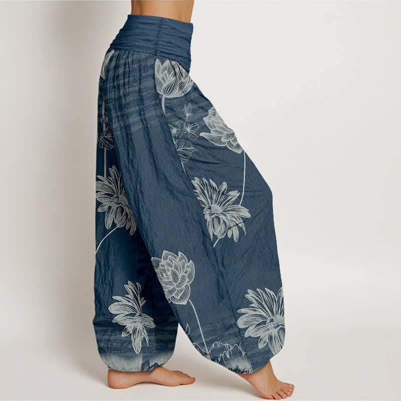 Nimara Ritual Lotus High Waist Design Women's Harem Cotton Pants