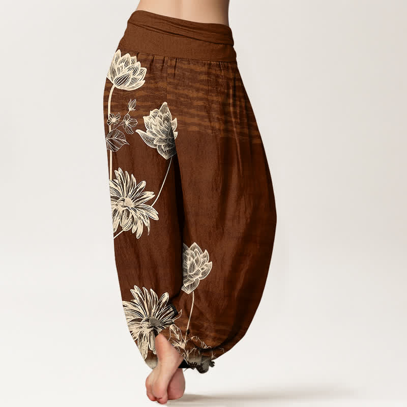Nimara Ritual Lotus High Waist Design Women's Harem Cotton Pants