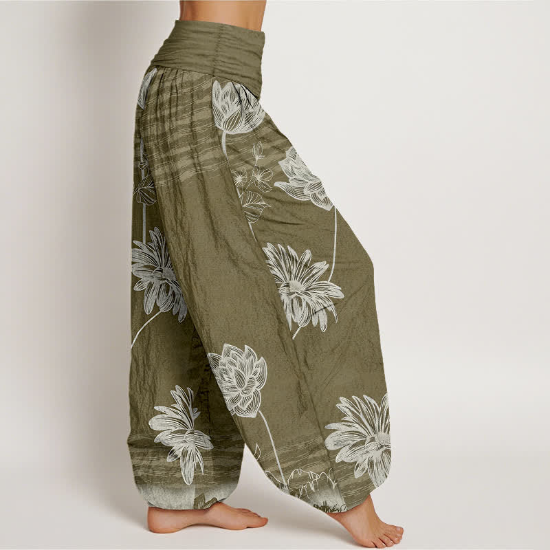 Nimara Ritual Lotus High Waist Design Women's Harem Cotton Pants