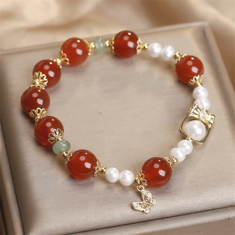 Nimara Ritual Natural Red Agate Pearl Butterfly Self-acceptance Bracelet