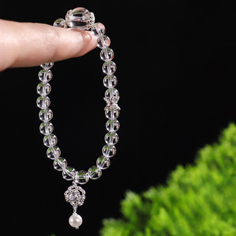 Nimara Ritual Natural Clear Quartz Pearl Clarity Bracelet