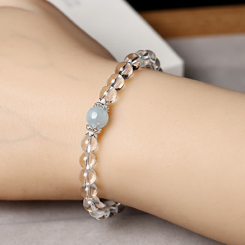 Nimara Ritual Natural Clear Quartz Aquamarine Clarity Bracelet