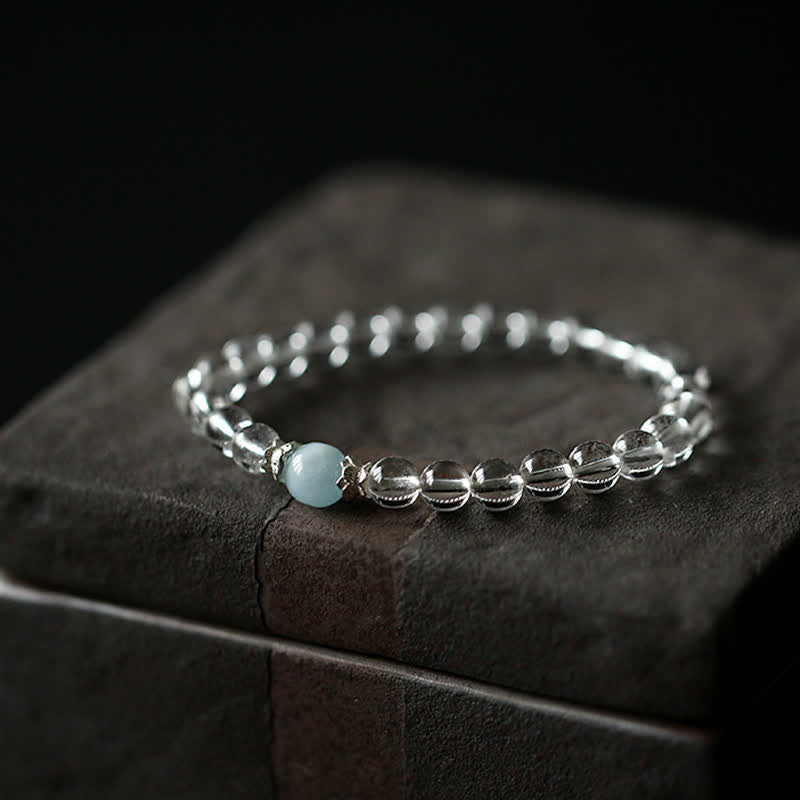 Nimara Ritual Natural Clear Quartz Aquamarine Clarity Bracelet