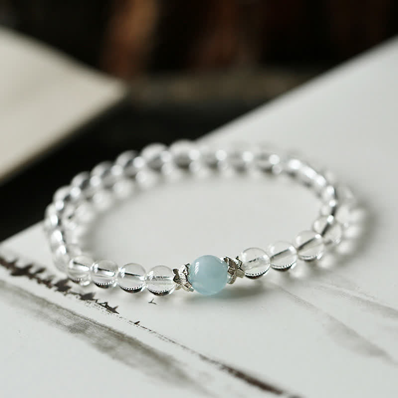 Nimara Ritual Natural Clear Quartz Aquamarine Clarity Bracelet