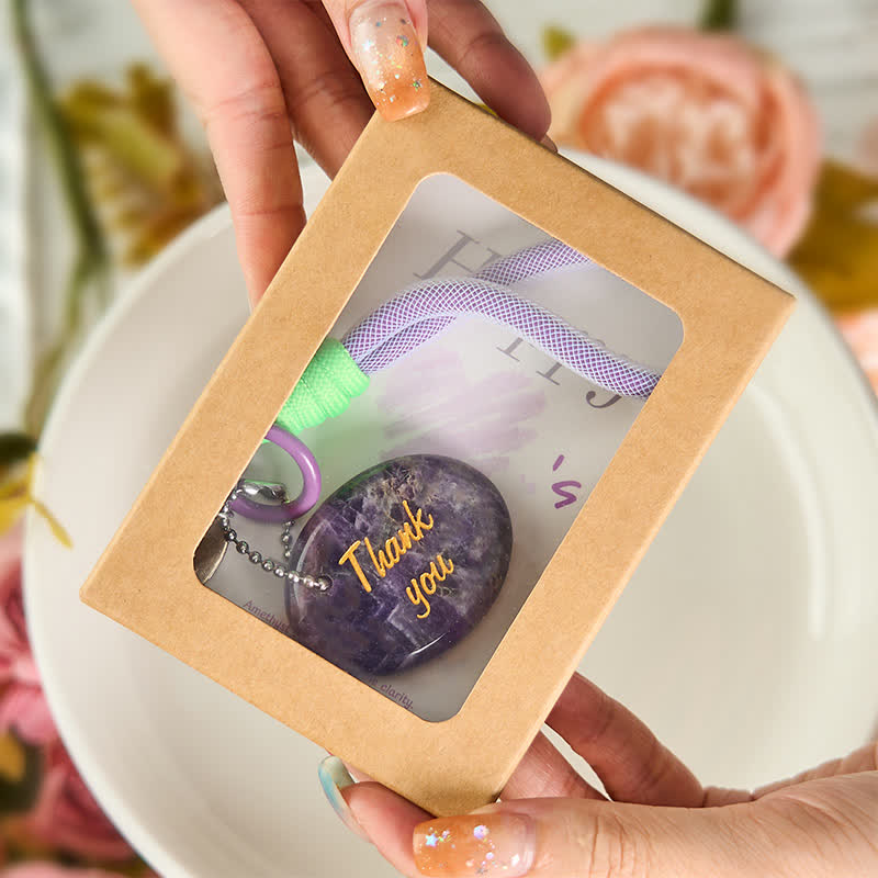 Nimara Ritual Thank You Gifts Natural Amethyst Positive Key Chain Hanging Decoration