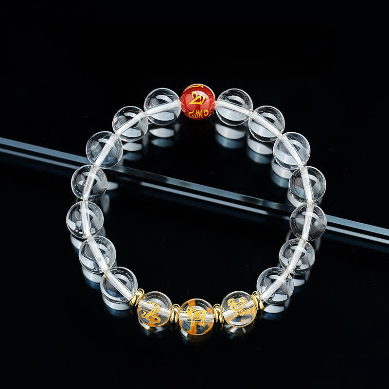 Nimara Ritual Clear Quartz Chinese Zodiac Healing Bracelet