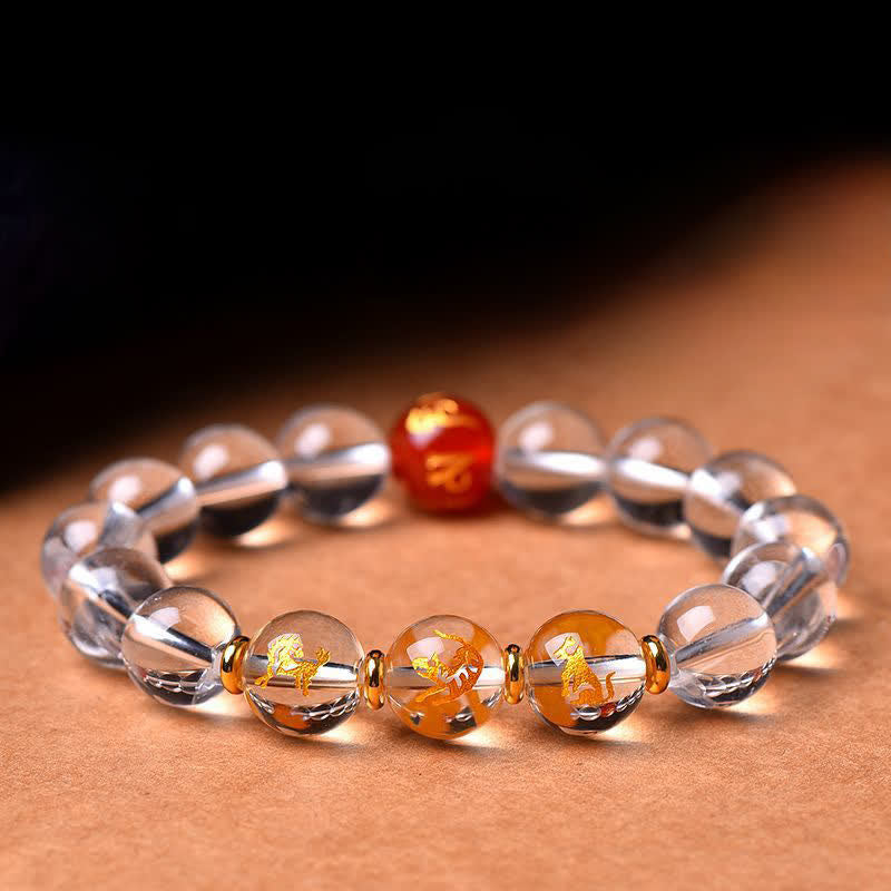Nimara Ritual Clear Quartz Chinese Zodiac Healing Bracelet