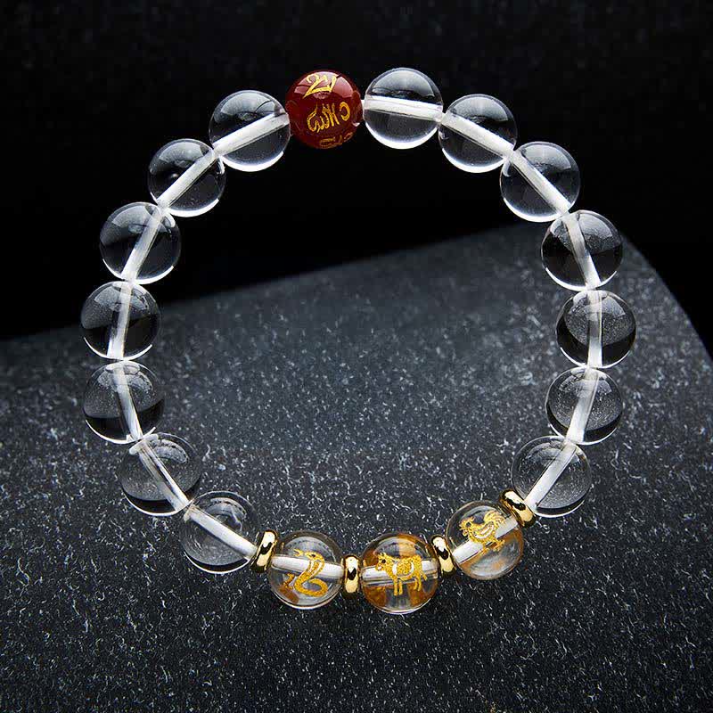Nimara Ritual Clear Quartz Chinese Zodiac Healing Bracelet