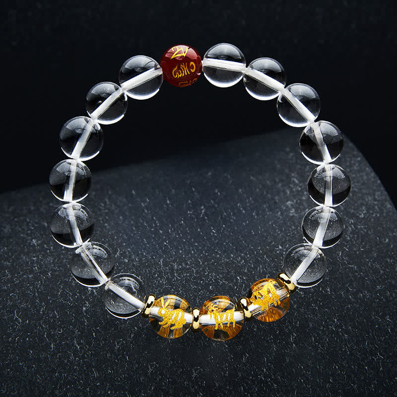 Nimara Ritual Clear Quartz Chinese Zodiac Healing Bracelet