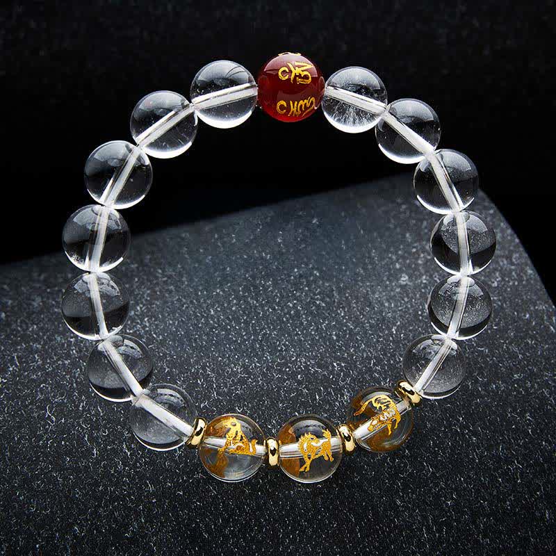 Nimara Ritual Clear Quartz Chinese Zodiac Healing Bracelet