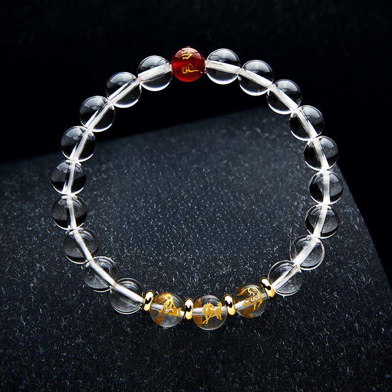 Nimara Ritual Clear Quartz Chinese Zodiac Healing Bracelet