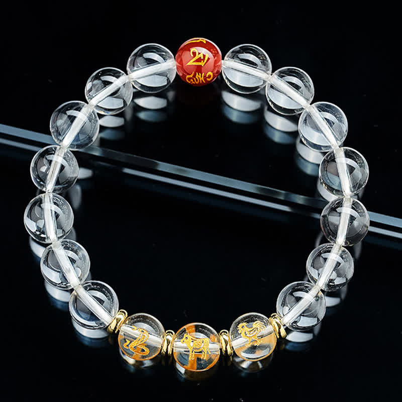 Nimara Ritual Clear Quartz Chinese Zodiac Healing Bracelet