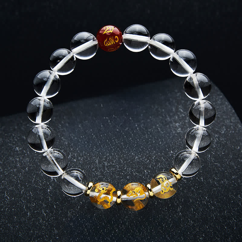 Nimara Ritual Clear Quartz Chinese Zodiac Healing Bracelet