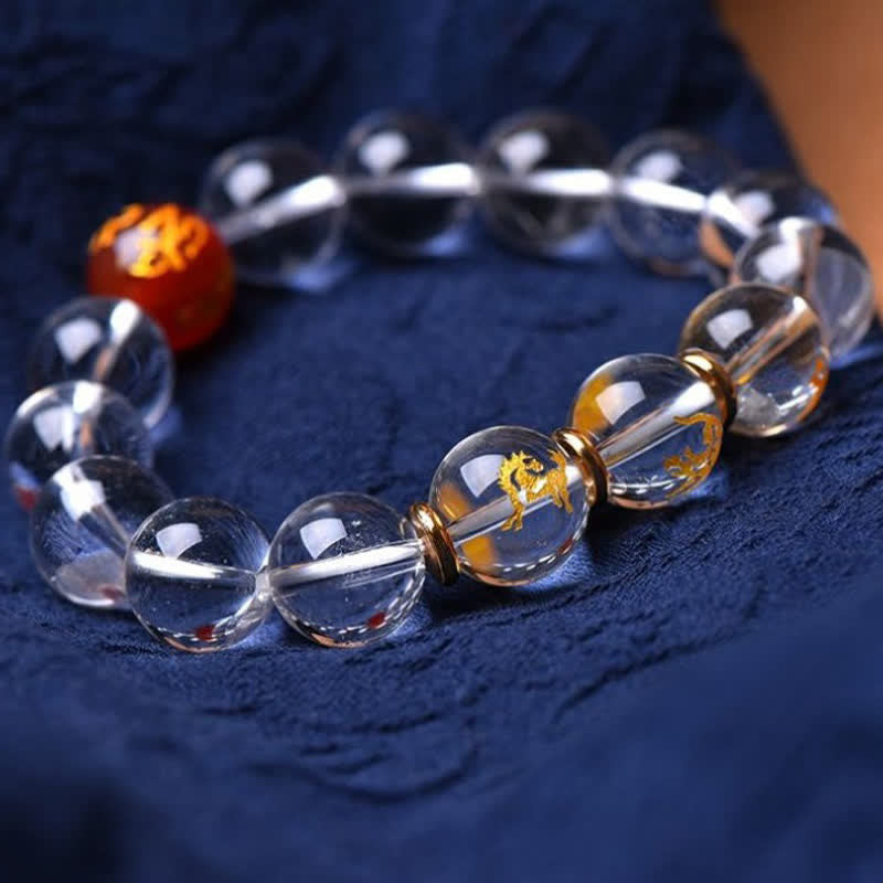 Nimara Ritual Clear Quartz Chinese Zodiac Healing Bracelet