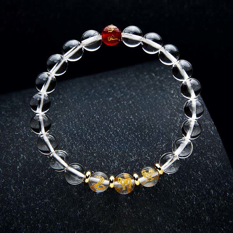 Nimara Ritual Clear Quartz Chinese Zodiac Healing Bracelet