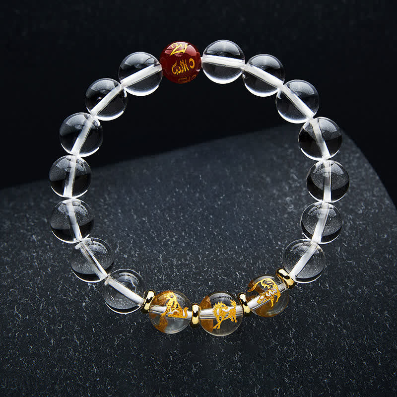 Nimara Ritual Clear Quartz Chinese Zodiac Healing Bracelet