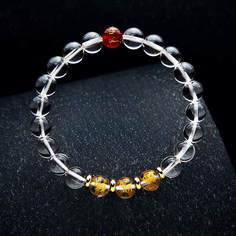 Nimara Ritual Clear Quartz Chinese Zodiac Healing Bracelet