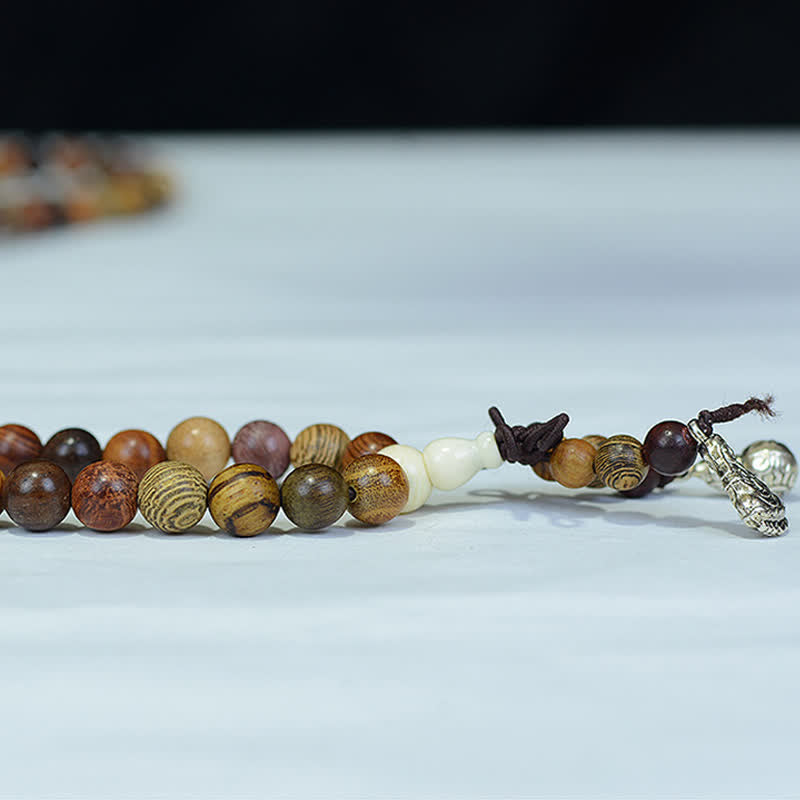 Calm Energy and Harmony 108 Beads Multi-Tone Natural Wood Mala
