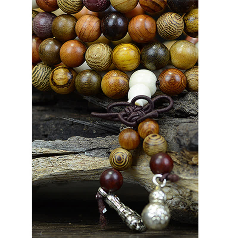 Calm Energy and Harmony 108 Beads Multi-Tone Natural Wood Mala