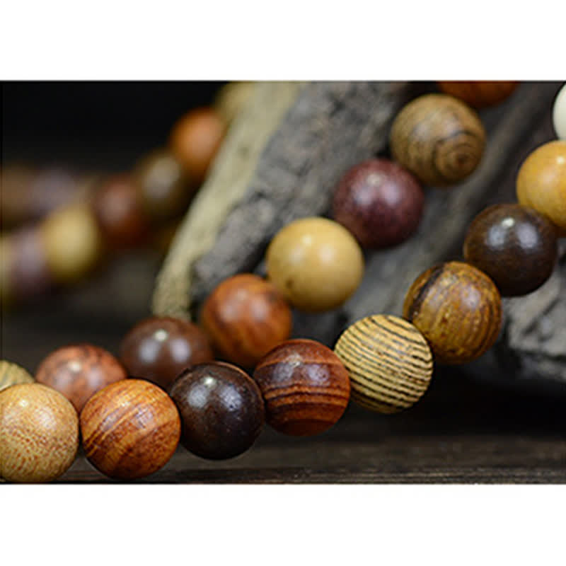 Calm Energy and Harmony 108 Beads Multi-Tone Natural Wood Mala