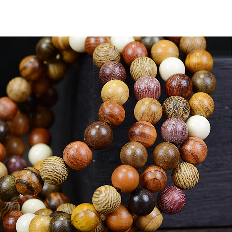Calm Energy and Harmony 108 Beads Multi-Tone Natural Wood Mala