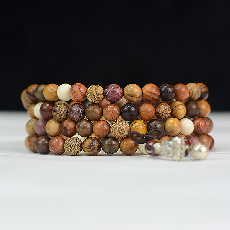 Calm Energy and Harmony 108 Beads Multi-Tone Natural Wood Mala